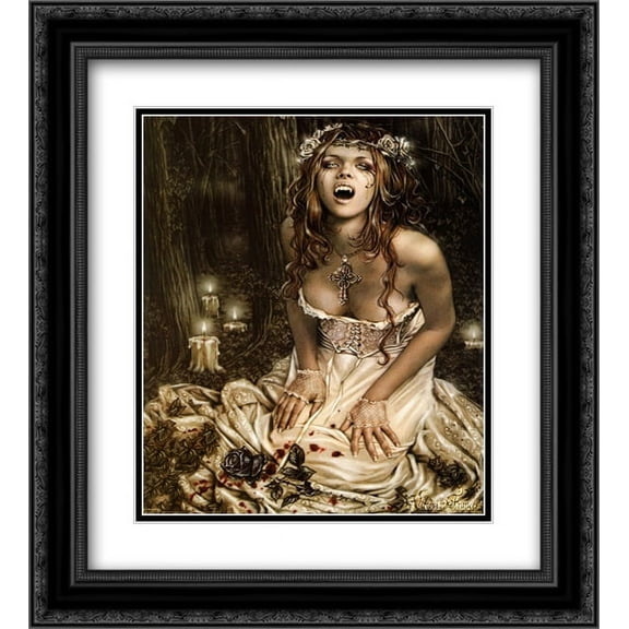 Vampire Girl 2x Matted 20x24 Black Ornate Framed Art Print by Victoria Frances