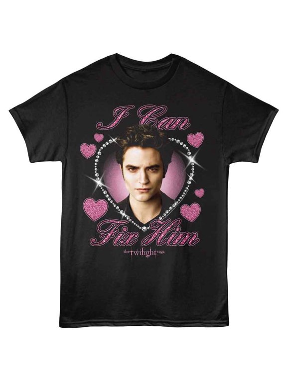 Vampire Love Story Inspired I Can Fix Him Front Print Solid Black Short Sleeve Shirt