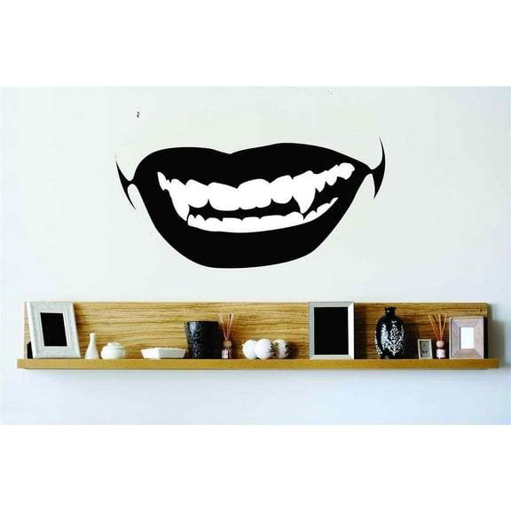 Vampire Mouth Fang Horror Boys Room Teddy Bear Trains Dino Dinosaurs Tractor Mud Puddles Trucks Airplane Holiday Gift Decorating Ideas Girl Boy Bedroom Wall Decal Sticker - Size: 20 Inch x 29 Inch