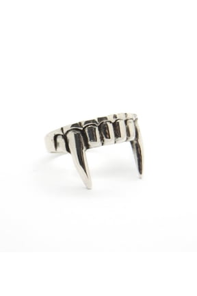 Vampire Teeth Ring Adjustable Alloy Statement Ring for Women and Men Silver Finish European American Fashion Jewelry Ring