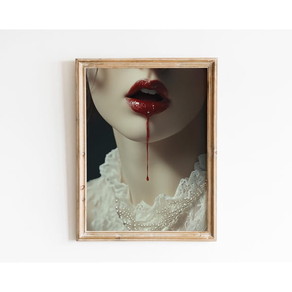 The Vampire Princess Baroque Wall Art Goth Moody Dark Academia Decor Renaissance Art Dark Moody Antique Art Victorian Vampire Woman Style One, Unframed Paper Print