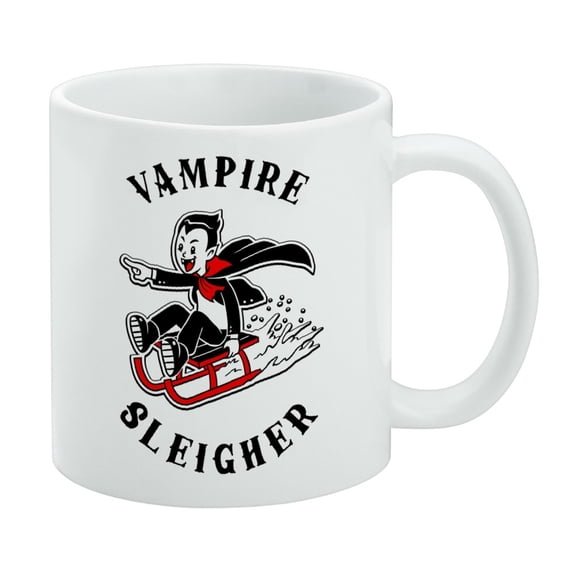 Vampire Sleigher Slayer Funny Humor White Mug