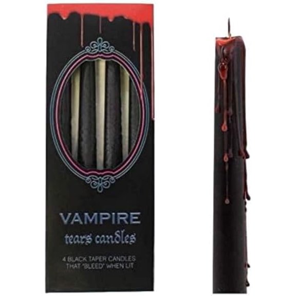 Vampire Tears Black Candles - Set of 4 Bleeding Candles - Gothic Rituals Halloween$$Home Decor, Kitchen, & Other