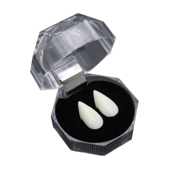 Vampire Teeth Dentures Halloween Party Props with Storage Box, 15mm Fangs for Halloween Decor, Fake Teeth for Themed Events and Party Favors, Easy To Wear