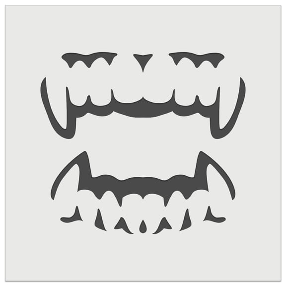 Vampire Teeth Fangs Jaws Mouth Halloween DIY Cookie Wall Craft Stencil - 4.5 Inch