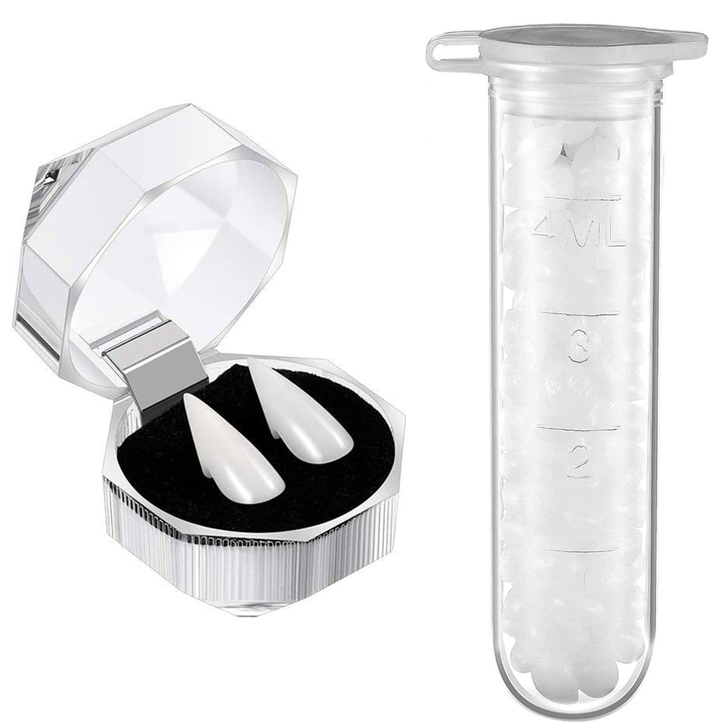 Vampire Teeth Kit Fang Dentures Teeth Pellets Adhesive Party