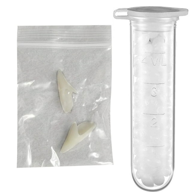 Vampire Teeth Kit Fang Dentures Teeth Pellets Adhesive Party