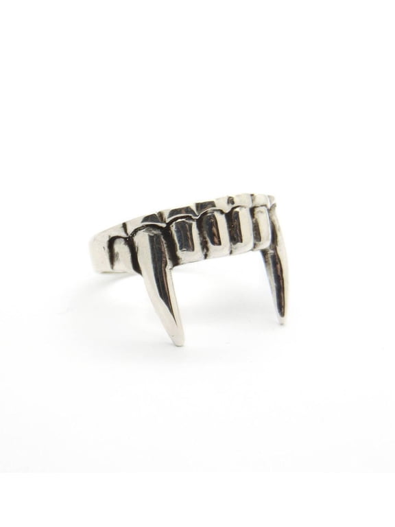 Vampire Teeth Ring Adjustable Alloy Statement Ring for Women and Men Silver Finish European American Fashion Jewelry Ring