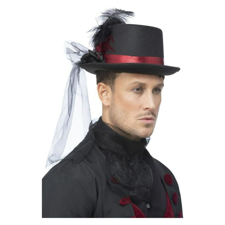 Vampire Top Hat Adult Black Red Vampire Top Hat Adult Black Red