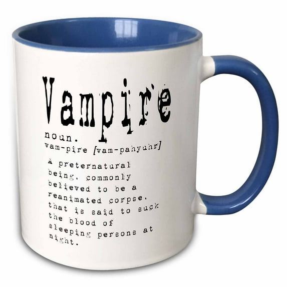 3drose, Vampire Typography Definition Black Word Art, 11oz Two-tone Blue Mug