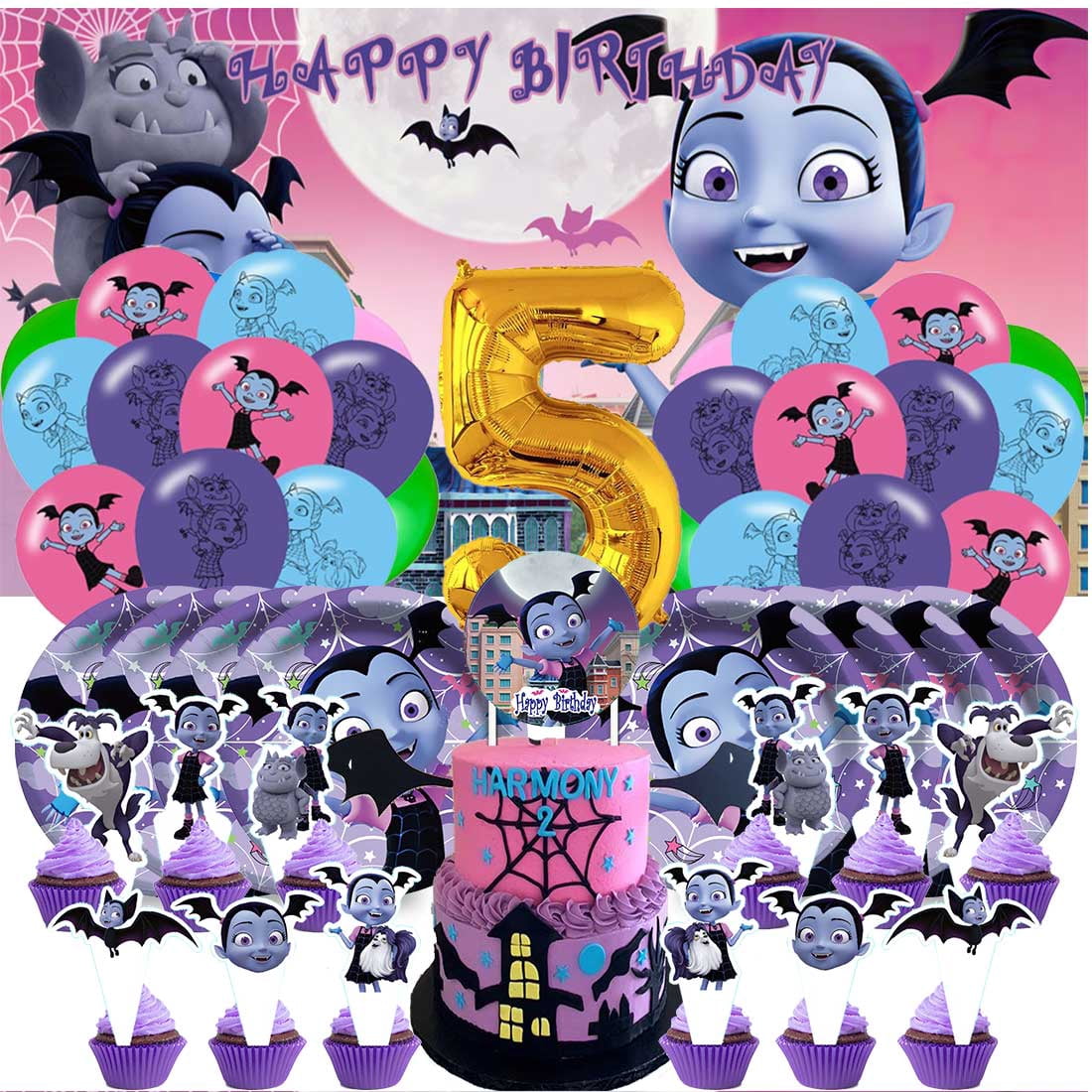 Vampirina Halloween Backdrop - 59x38 Inch Photo Background For Birthday Parties, Baby Showers & Decor