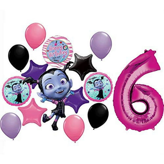 Vampirina Party Supplies 6th Birthday Balloon Bouquet Decorations 15 piece kit
