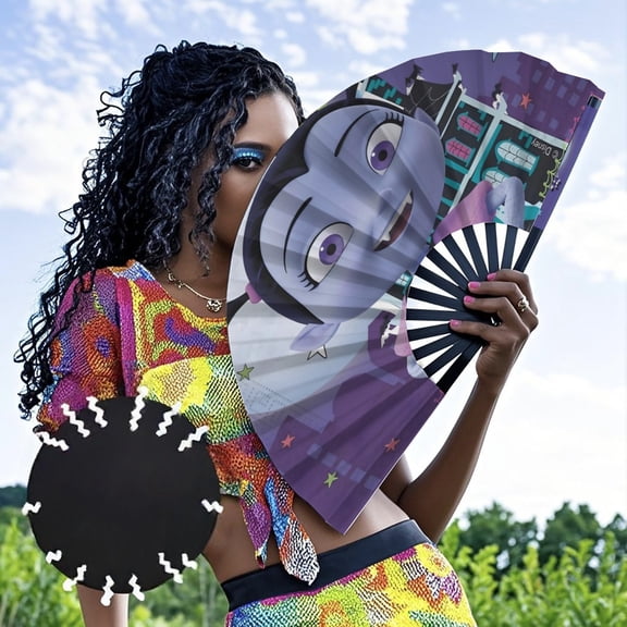 Vampirina-theme Folding Fan Chinese Fan Hand Polyester Foldable Fan Fans for Dancing Party Home Suitable for Home, Office, Party