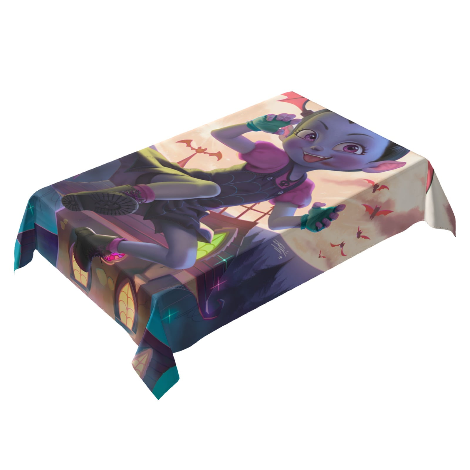 Vampirina-theme square tablecloth has an iconic print, fits most tables, and is easy to care for perfect gifts for fans friends and family55" x 71"140*180cm