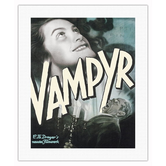 Vampyr - Directed by Carl Theodor Dreyer - Vintage German Movie Poster c.1932 - Fine Art Rolled Canvas Print (Unframed) 16in x 20in