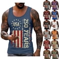 thumbnail image 1 of Vamuko America 250 Shirt Man Graphic American Flag Patriotic Tanks 1776 Sleeveless Red Blue and White Shirts Usa Flag Lightweight Tees Army Green 5XL, 1 of 6
