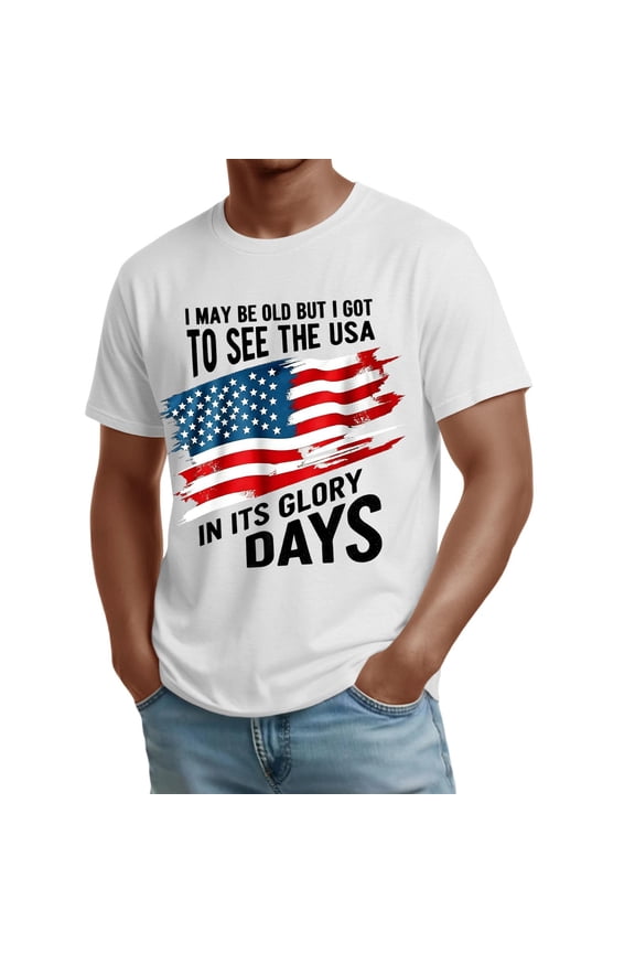 America 250 Shirts for Men Short Sleeve Graphic Independence Day Tops We the Peaple American Flag Big and Tall Shirt Usa Flag Distressed T-Shirt White S