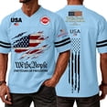 thumbnail image 1 of Vamuko America 250 Tees Mens Round Neck Graphic We the Peaple Shirts 4th Of July American Flag Striped Shirt Independence Day Loose Tshirts Light Blue M, 1 of 5