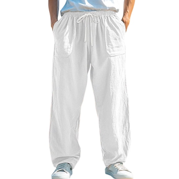 Dresfit Baggy Joggers for Men Cotton Wide Leg Sweatpants Drawstring Color Block Athletic Winter Tapered Bodybuilding Lounge Sweat Pants White XL