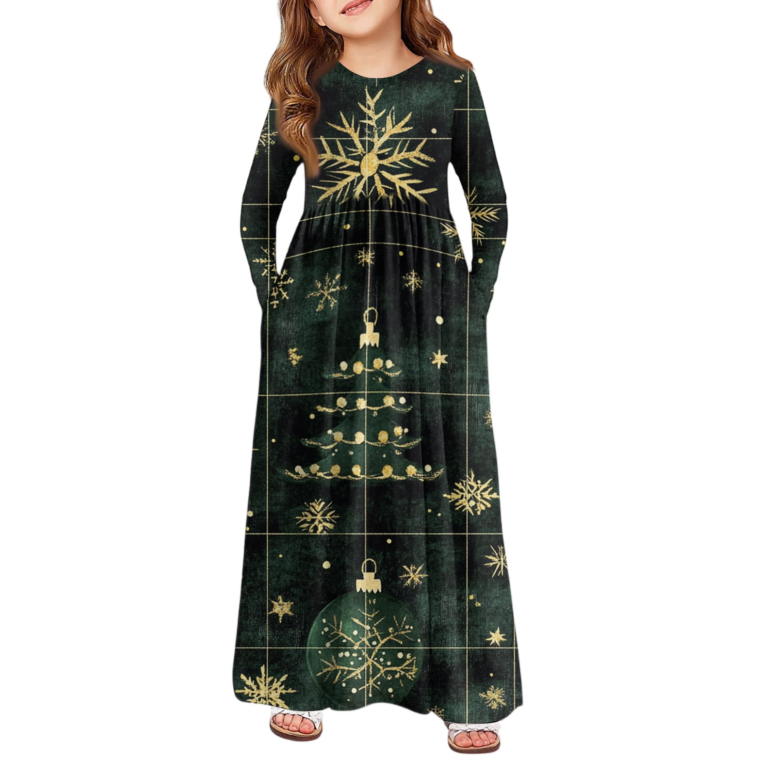 Vamuko Christmas Flared Dresses for Girls Ankle Length Santa Claus Xmas — free download