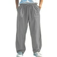 thumbnail image 1 of Vamuko Cotton Sweatpants Mens Baggy Wide Leg Joggers Color Block Tapered Running Casual Drawstring Relaxed Fit Big and Tall Sweat Pants Gray L, 1 of 5