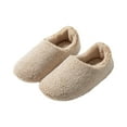 thumbnail image 1 of Vamuko Fluffy Slippers Women Curly Warm Shower Shoes 2025 Cute Fuzzy House Slippers Cushioned Plush Solid Socks Slippers Slip on Shoes Khaki 7.5, 1 of 2