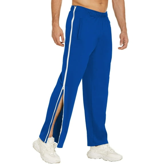 Vamuko Lightweight Sweat Pants for Men Baggy Joggers Drawstring 2 Sides Zippers Post Surgery Sweatpants Y2k Breakaway Full Open High Split Track Pants Dark Blue 2XL