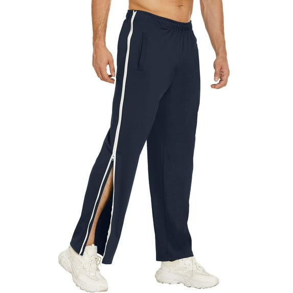 Vamuko Lightweight Sweatpants Men Baggy Joggers Drawstring Tear Away Basketball Sweat Pants Y2k 2 Sides Zippers Zipper Tear Away Track Pants Navy XL