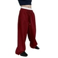 thumbnail image 1 of Vamuko Mens Wide Leg Sweatpants Baggy Joggers Fleece Loose Athletic Sweat Pants Fall Drawstring Big and Tall Cotton Trousers with Pockets Wine L, 1 of 4