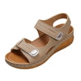 thumbnail image 1 of Vamuko Orthopedic Sandals for Women, 2026 Open Toe Ankle Strap Walking Sandals, Summer Strappy Wedge Sandals with Arch Support,Wide Width Platform Sandals Beige, 1 of 5