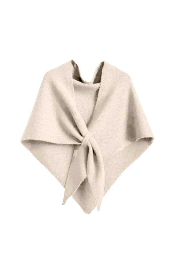 Pashmina Wraps for Women Triangular Lightweight Workout Knitted Shawl Wrap Versatile Y2k Cozy Cardigan Knotted Fall Elegant Poncho Triangle Trendy Sweaters Beige