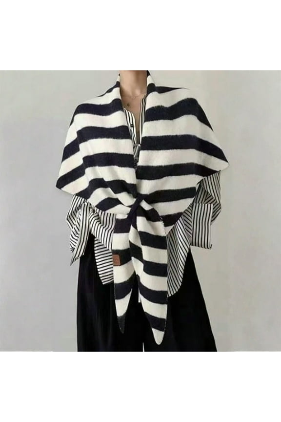 Shawls Scarf for Women's Triangular Open Front Y2k Loop Pashmina Wraps Lightweight Fall Work Cape Solid Color Winter Knitted Cardigan Knit Cute Poncho Strip 4