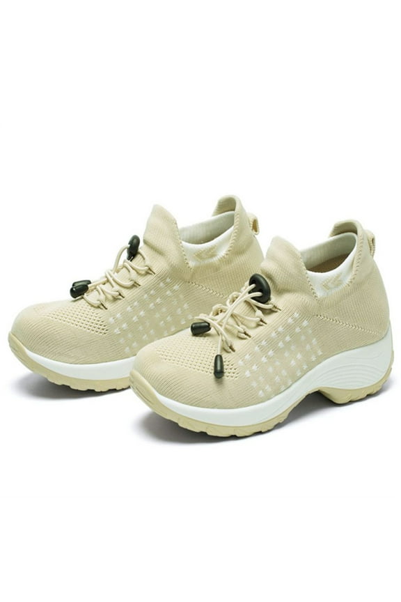 Walking Shoes Womens 2025 Orthopedic Wedge Wide Toe Box Shoes Air Cushion Running Platform Loafers Stretch Stretch Cushion Platform Sneakers Beige 6