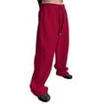 thumbnail image 1 of Dresfit Wide Leg Joggers Mens Baggy Sweatpants Loose Drawstring Running Sweat Pants Casual Fleece Cotton Elastic Waist Trousers with Pockets Red M, 1 of 4