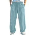 thumbnail image 1 of Vamuko Wide Leg Sweatpants for Men Cotton Baggy Joggers Drawstring Tapered Athletic Casual Color Block Elastic Waist Bodybuilding Sweat Pants Light Blue XL, 1 of 5