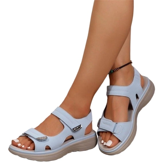 Vamuko Women Sports Platform Sandals 2026 Summer Orthopedic Sandals Arch Support Wide Width Casual Slide Open Toe Walking Sandals With Hook Loop Dark Blue