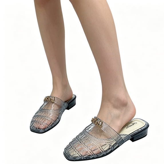 Vamuko Women's Glitter Flat Sandals, Sparkly One Strap Beach Jelly Shoes 2026 Summer Open Toe Slip On Sandals for Summer Daily Wear 8