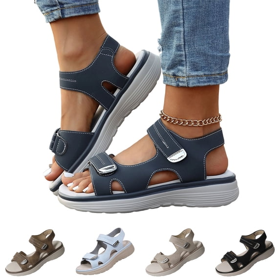 Vamuko Women's Orthopedic Sandals With Cushion Foam Arch Support Wide Width Walking Sandal 2026 Summer Open Toe Orthopedic Sandals Dressy With Hook Loop Coffee
