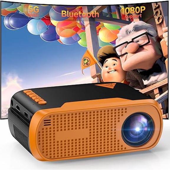 Vamvo Mini Projector with WiFi and Bluetooth, Native 1080P Portable Movie Projector with HDMI and USB for Phone, Laptop, TV Stick, PS5 and Game Console