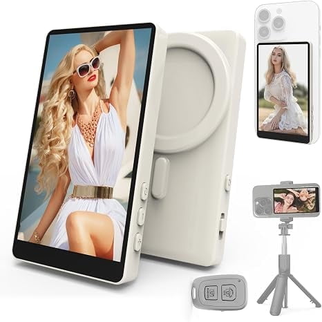 Vamvo 4 in Portable Monitor Screen for Phone, Wireless Selfie Vlog Monitor with Magnetic Mount, Remote Control and 180 Rotation for iPhone and Android