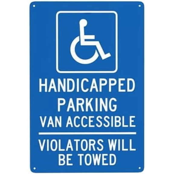 Van Accessible Handicap Parking Metal Warning Signs, Cautions Security Tin Sign, Safety Signs for Street Business Wall Decor 8 x 12 Inch