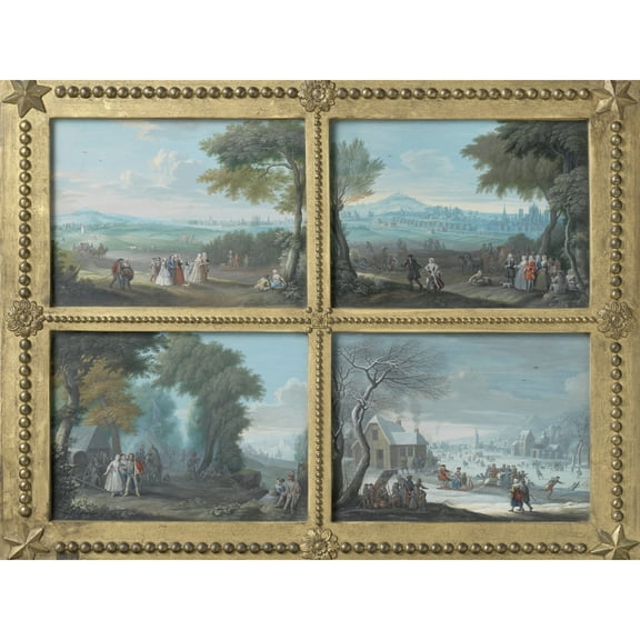 Van Blarenberghe Four Landscapes Seasons Extra Large XL Wall Art Poster Print