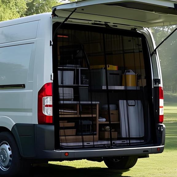 Van Bug Screen Curtain Magnetic Rear Door Screen for Camping, RV Door Bug Net Center Magstripe Closure Universal for Ford Transit RAM Promaster High Roof Campervans, 79"(H) x 67"(W)