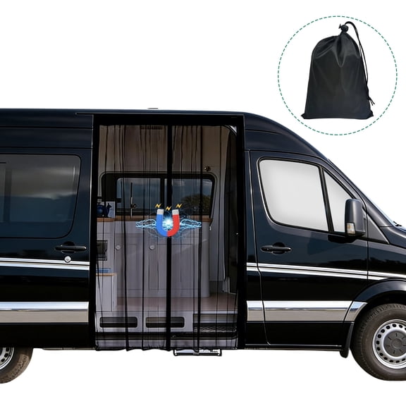 JDNRXO Magnetic Screen Door for Vans with Sliding Doors, 71" x 59" Heavy-Duty Mesh Bug Net, No-Drill Instant Magnetic Closure, Universal Fit for Cargo Vans & RVs, Includes Storage Bag