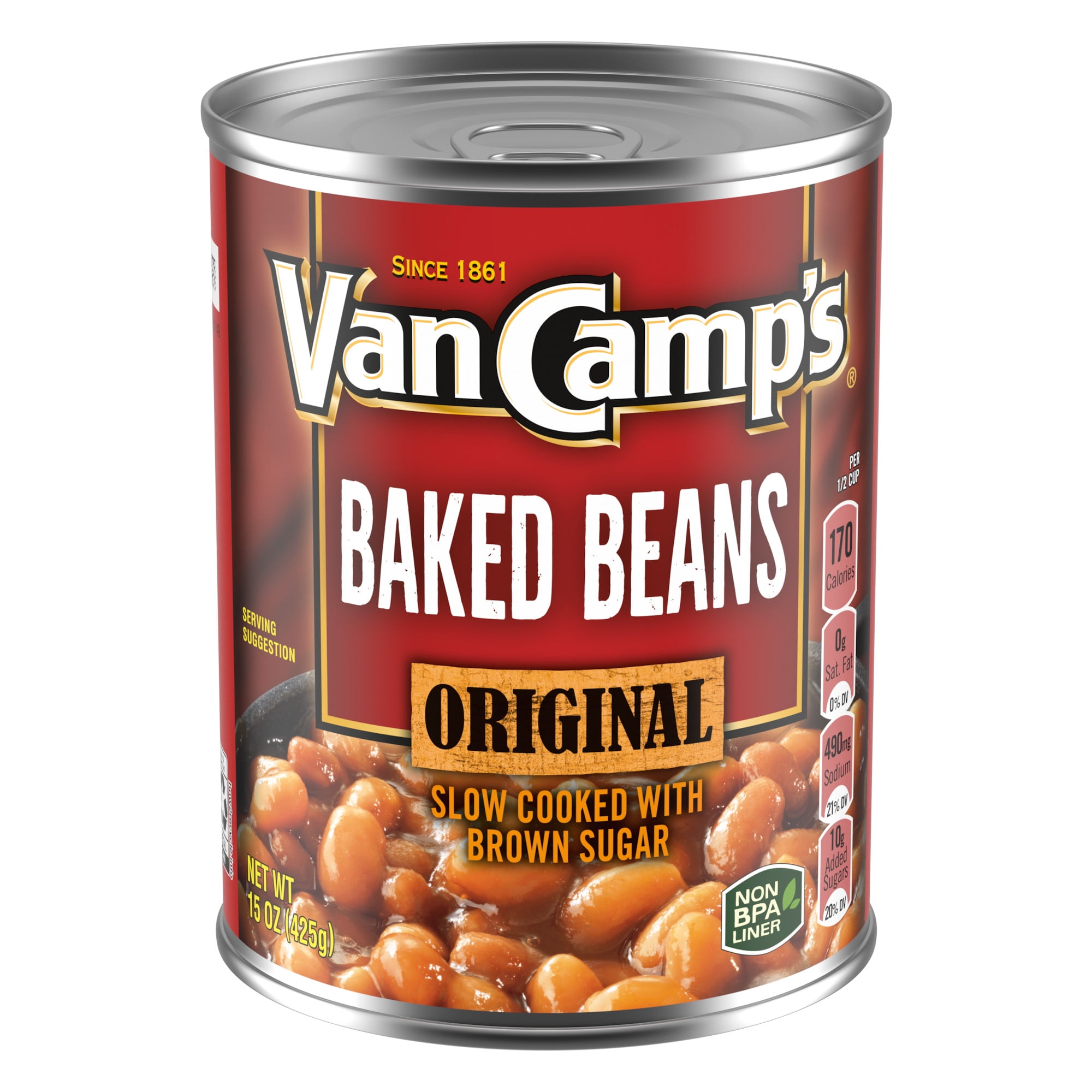Van Camp's Original Baked Beans, 7g Protein Per Serving, Canned Beans, 15 oz. Can
