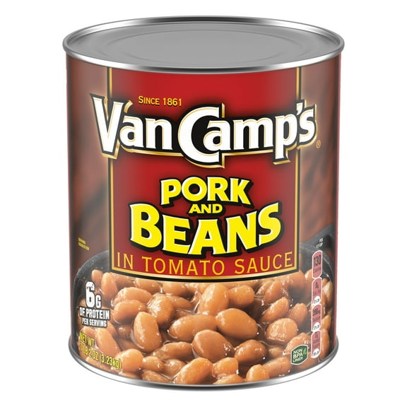 Van Camp's Pork and Beans, 6g Protein Per Serving, Canned Beans, 114 oz. Can