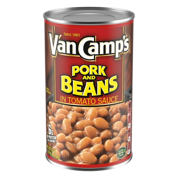Van Camp's Pork and Beans, 6g Protein Per Serving, Canned Beans, 28 oz. Can