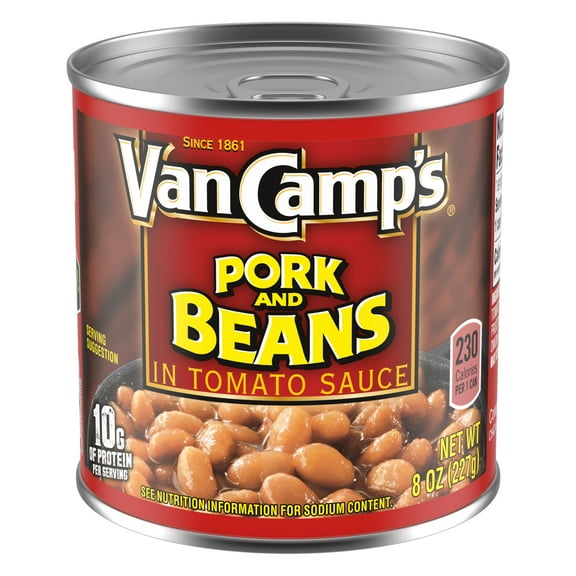 Van Camp's Pork and Beans, 10g Protein Per Serving, Canned Beans, 8 oz. Can