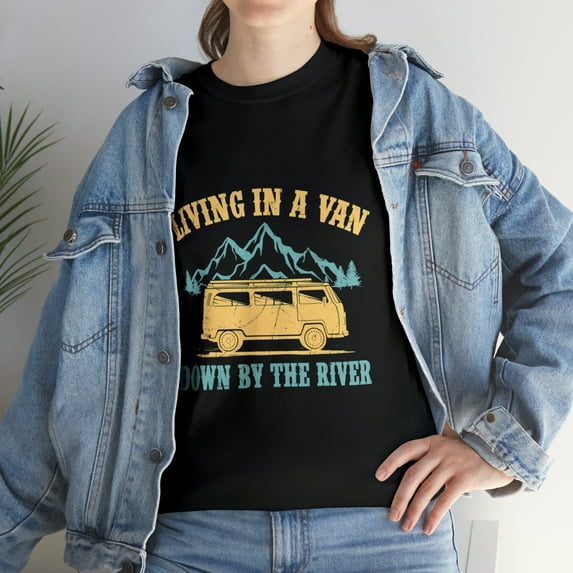 Van Camping Vintage Living In A Van Down By The River T-shirt
