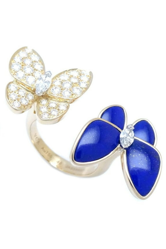 Pre-Owned Van Cleef & Arpels de Papillon Entre Les Doors Ring Diamond 0.99ct Lapis... (Good)
